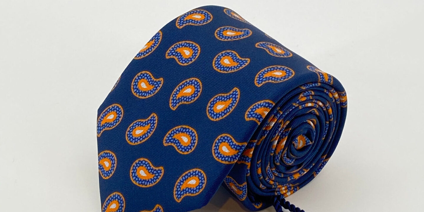 corbata tejida twill buona fortuna comprar online corbatas italianas exclusivas shop estampada cashmere naranja azul