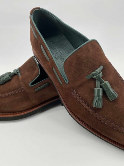 zapatos piel buona fortuna zapatos exclusivos comprar online moda italiana shop marron oscuro verde mocasin serraje