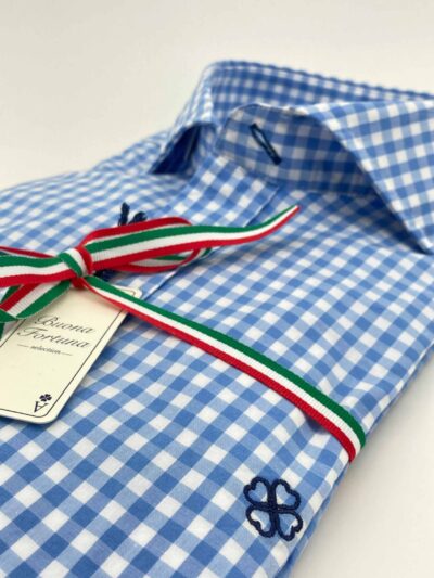 camisas buona fortuna comprar online camisas italianas exlusivas cuadros celeste y blanco