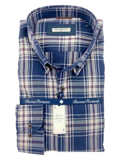 camisas buona fortuna comprar online camisas italianas exlusivas cuadros marino crudo y rojo
