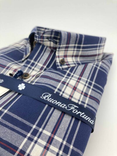 camisas buona fortuna comprar online camisas italianas exlusivas cuadros marino crudo y rojo
