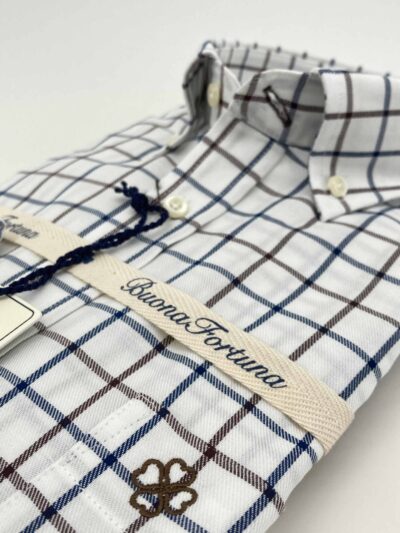 camisas buona fortuna comprar online camisas italianas exlusivas cuadros marrones azules fondo beige