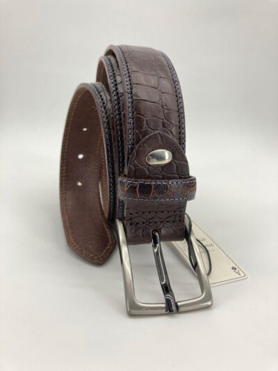 comprar cinturon cocodrilo marron elegante hombre sport ceremonia detalle