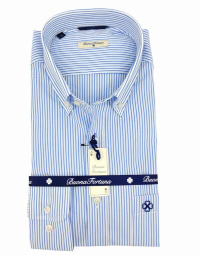 comprar camisa exclusiva hombre vestir ceremonia sport algodon raya candela azul bolsillo boton cuello shop