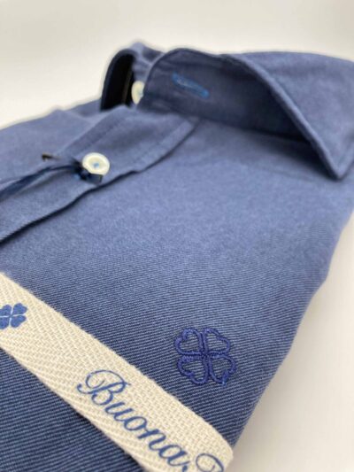 comprar camisa exclusiva hombre vestir ceremonia sport algodon azul jeans detalle