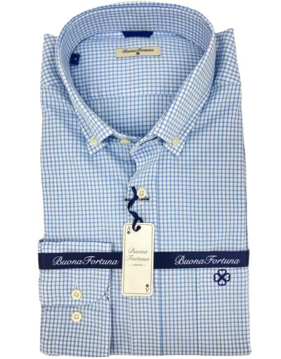 comprar camisa exclusiva hombre vestir ceremonia sport cuadros azules celestes twill shop