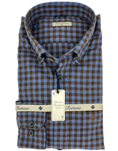 comprar camisa exclusiva hombre vestir ceremonia sport cuadros marrones azules shop