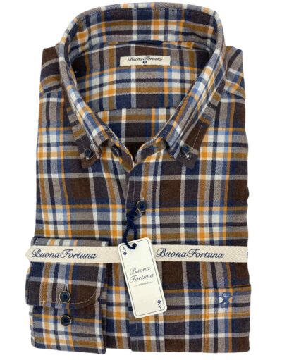 comprar camisa exclusiva hombre vestir ceremonia sport cuadros ocres azules marrones vielha shop