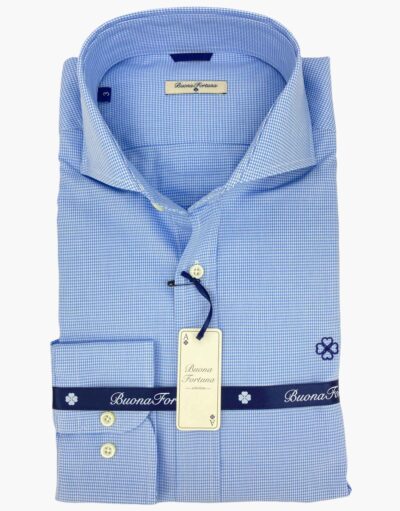 comprar camisa exclusiva hombre vestir ceremonia sport pata gallo azules celestes cuello italiano cutaway shop