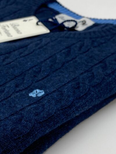 jersey lamswool caja trenzas ochos azul exclusivo sport otoño invierno detalle