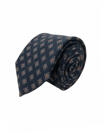 tienda online ropa hombre exclusiva corbatas ceremonia lana azul marino dibujos corbateros grises naranjas shop