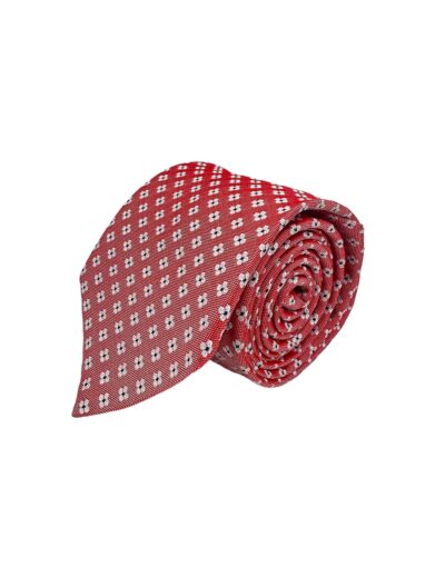 tienda online ropa hombre exclusiva corbatas ceremonia seda jaquard rojo treboles blancos shop