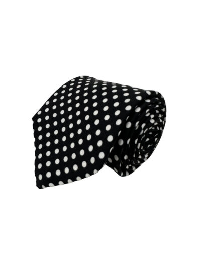 tienda online ropa hombre exclusiva corbatas ceremonia seda twill negra topos blancos shop