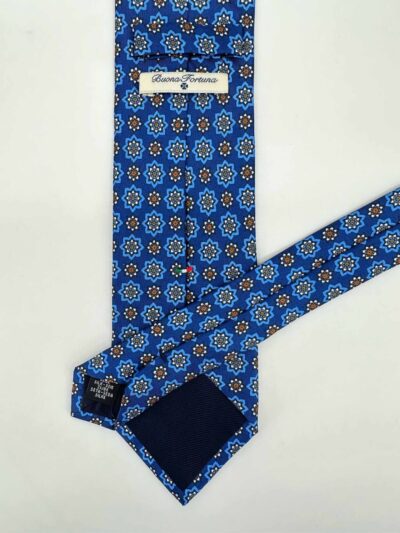 tienda online ropa hombre exclusiva corbatas ceremonia twill seda azul estrellas turquesas blancas tostadas detalle