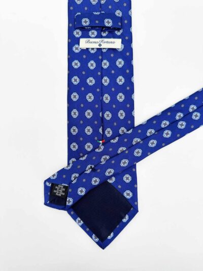 tienda online ropa hombre exclusiva corbatas ceremonia twill seda azul exagonos celestes topos tostados detalle