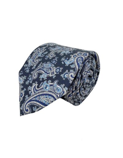 tienda online ropa hombre exclusiva corbatas ceremonia twill seda azul marino amebas azules blanco shop