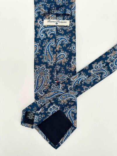 tienda online ropa hombre exclusiva corbatas ceremonia twill seda azul marino amebas camel crudo detalle