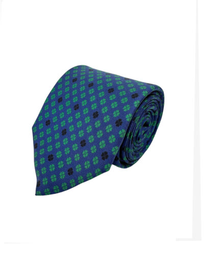 tienda online ropa hombre exclusiva corbatas ceremonia twill seda azul marino treboles buonafortuna verde shop