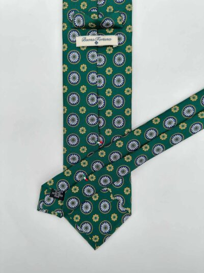 tienda online ropa hombre exclusiva corbatas ceremonia twill seda verde margaritas blancas detalle