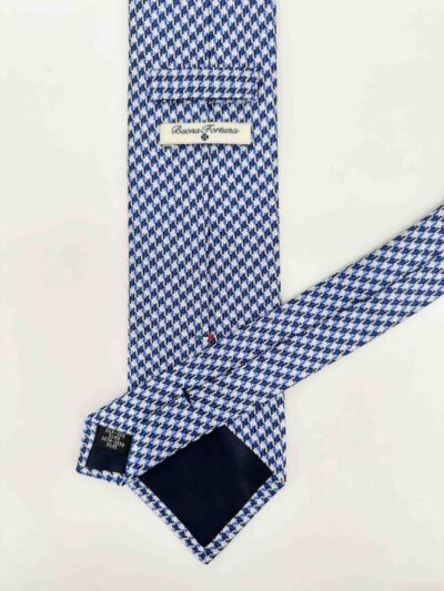 tienda online ropa hombre exclusiva corbatas ceremonia seda jacquard pata de gallo azul detalle