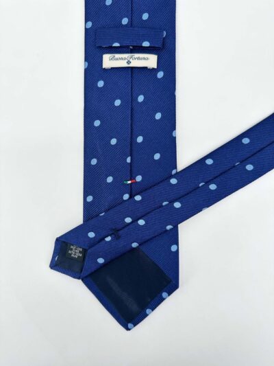 tienda online ropa hombre exclusiva corbatas ceremonia seda jacquard azul diagonal topo celeste detalle
