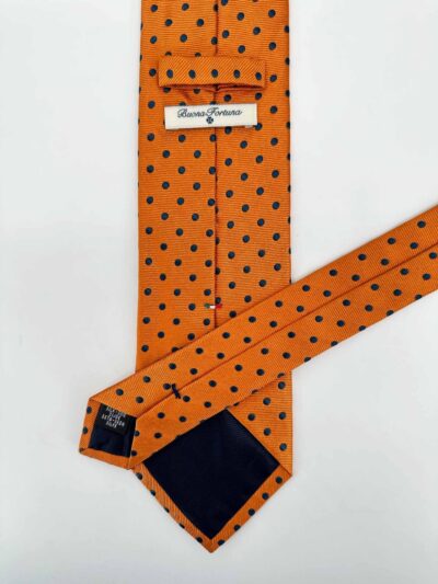 tienda online ropa hombre exclusiva corbatas ceremonia seda jacquard diagonal naranja topo marino detalle