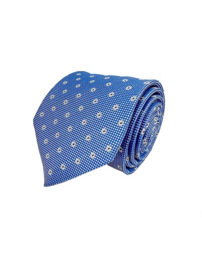 tienda online ropa hombre exclusiva corbatas ceremonia seda jacquard micro dibujo azul flores blancas shop