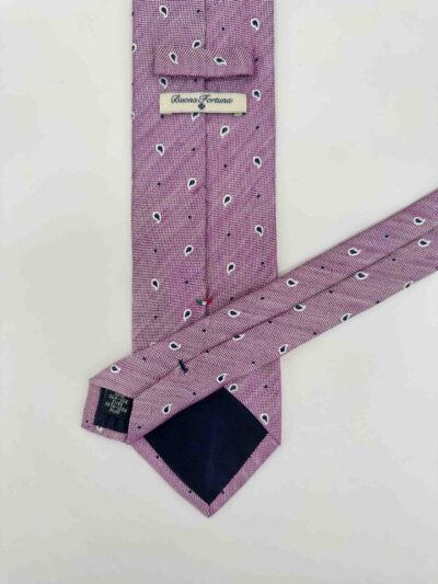 tienda online ropa hombre exclusiva corbatas ceremonia seda jacquard micro dibujo rosa paramecios azules detalle