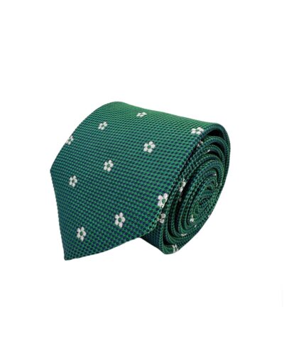 tienda online ropa hombre exclusiva corbatas ceremonia seda jacquard micro dibujo verde y azul margaritas blancas shop