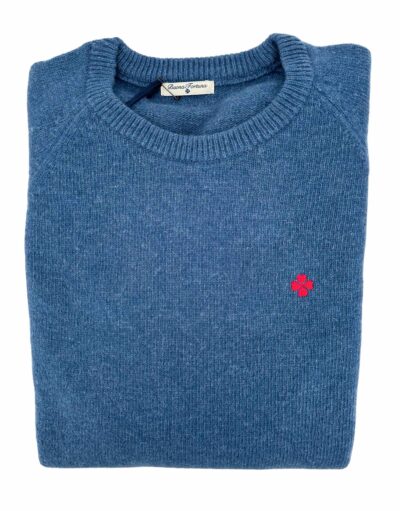 comprar jersey tienda online buona fortuna hombre invierno cuello caja azul jeans lambswool exclusivo