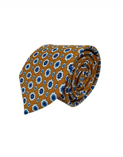 venta online corbata exclusiva garza tejida ceremonia ambar ocre dibujo estrellas marino blanco