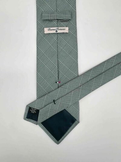 venta online corbata exclusiva jacquard tejida ceremonia cuadro gales verde detalle