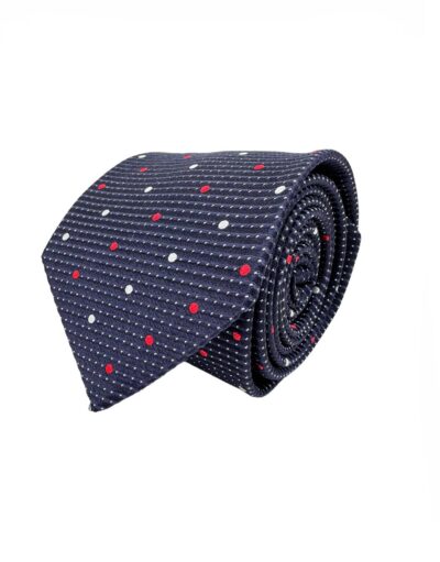 venta online corbata exclusiva jacquard tejida ceremonia marino dibujos topos rojos blancos shop