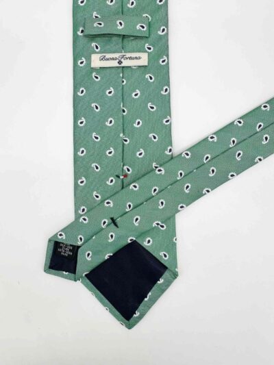 venta online corbata exclusiva jacquard tejida ceremonia verde dibujos amebas marino detalle