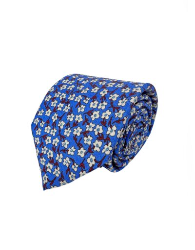 venta online corbata exclusiva twill estampada ceremonia azul dibujos flores blancas rojos shop
