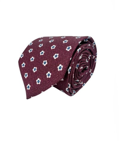 venta online corbata exclusiva twill estampada ceremonia burgundi dibujos margaritas blancas azul shop