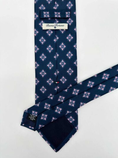 venta online corbata exclusiva twill estampada ceremonia marino dibujo rombos rosas detalle