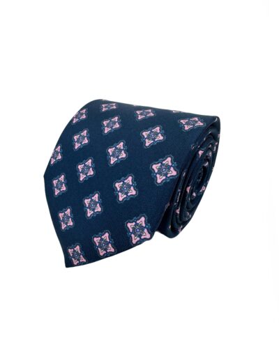 venta online corbata exclusiva twill estampada ceremonia marino dibujo rombos rosas shop