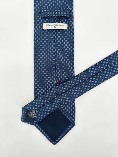 venta online corbata exclusiva twill estampada ceremonia marino dibujos circulos blanco detalle