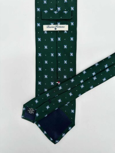 venta online corbata exclusiva twill estampada ceremonia verde dibujo celeste detalle