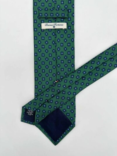 venta online corbata exclusiva twill estampada ceremonia verde dibujo marino detalle