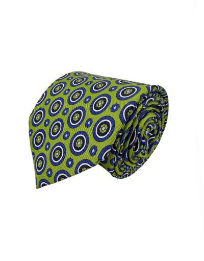 venta online corbata exclusiva twill estampada ceremonia verde dibujos circulos azul blanco shop