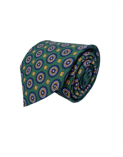 venta online corbata exclusiva twill estampada ceremonia verde dibujos circunferencias azul marinio celeste oro shop