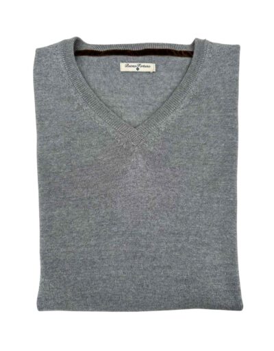 venta online jersey cuello pico gris medio lana merino hombre exclusiva invierno shop