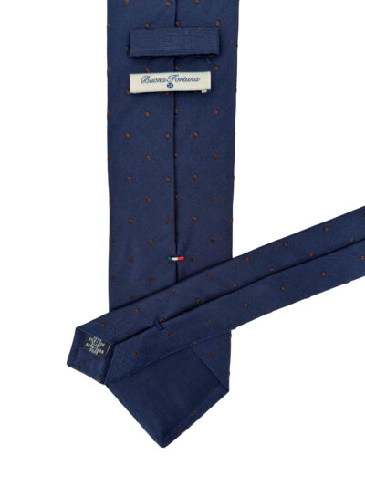 Corbata Tejida Sarga Azul Marino Topo Marrón