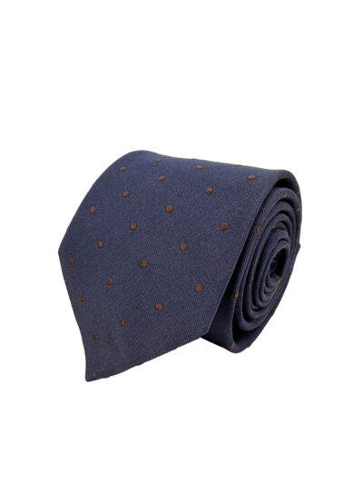Corbata Tejida Sarga Azul Marino Topo Marrón