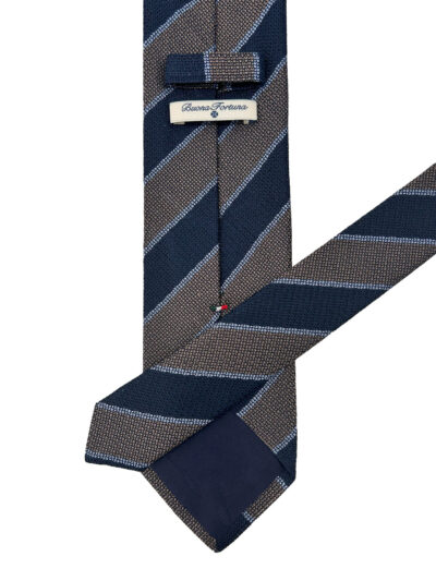 Corbata Tejida Garza rayas Azules y Tostadas